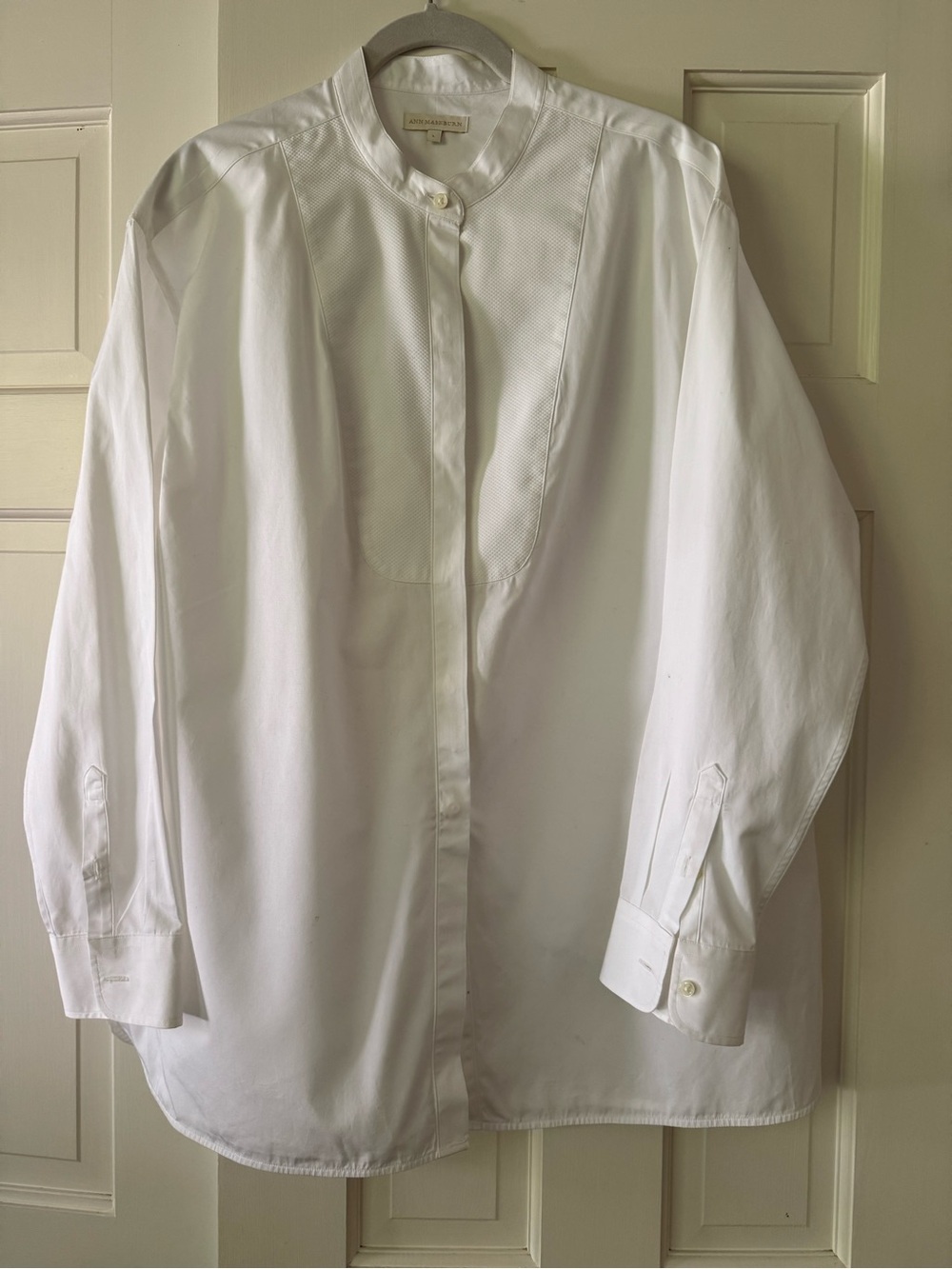Ann Mashburn Oversized White Mandarin-Collar Shirt - Picture 1 of 10